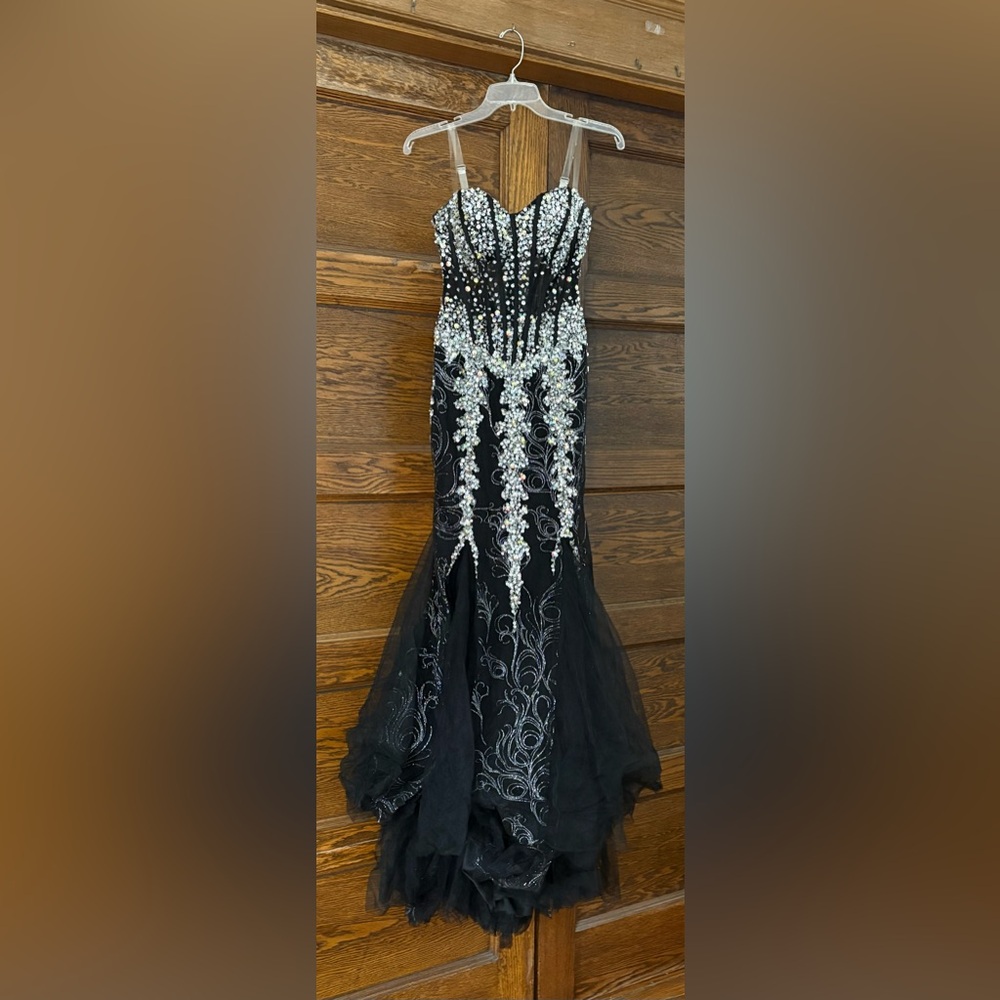 Jovani Black Gown with Silver Detailing